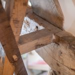 Wooden beams at The Tithe Barn, Stanley Downton