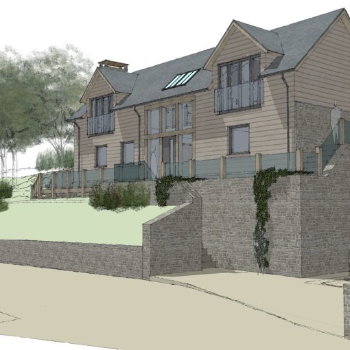 Architectural render of two-story cottage in Wye Valley