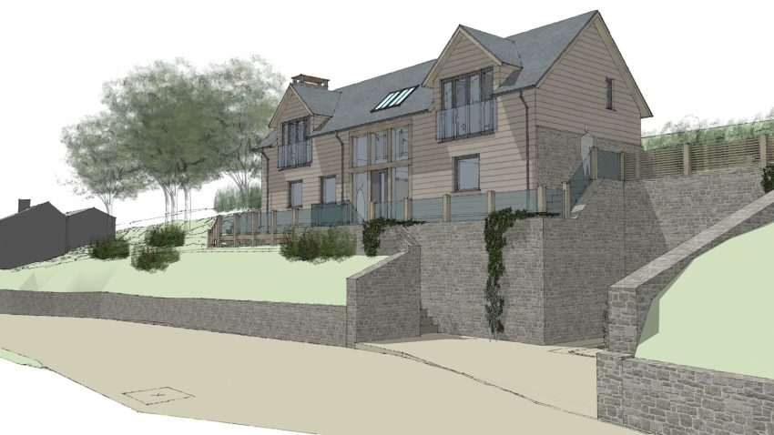 Architectural render of two-story cottage in Wye Valley